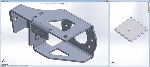 TopsWorks-Oberfläche in SOLIDWORKS mit Blechteil und Abwicklung